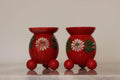 Pair of Swedish Dala Ball Candle holders