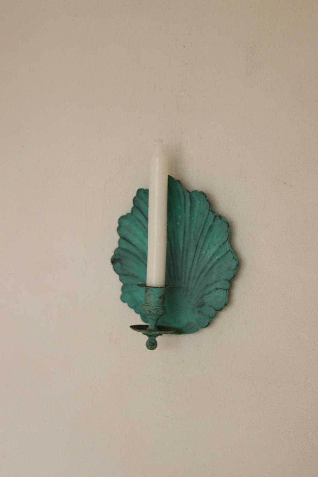 SINGLE Mid Century Swedish Brass Sconce in Verdigris Finish