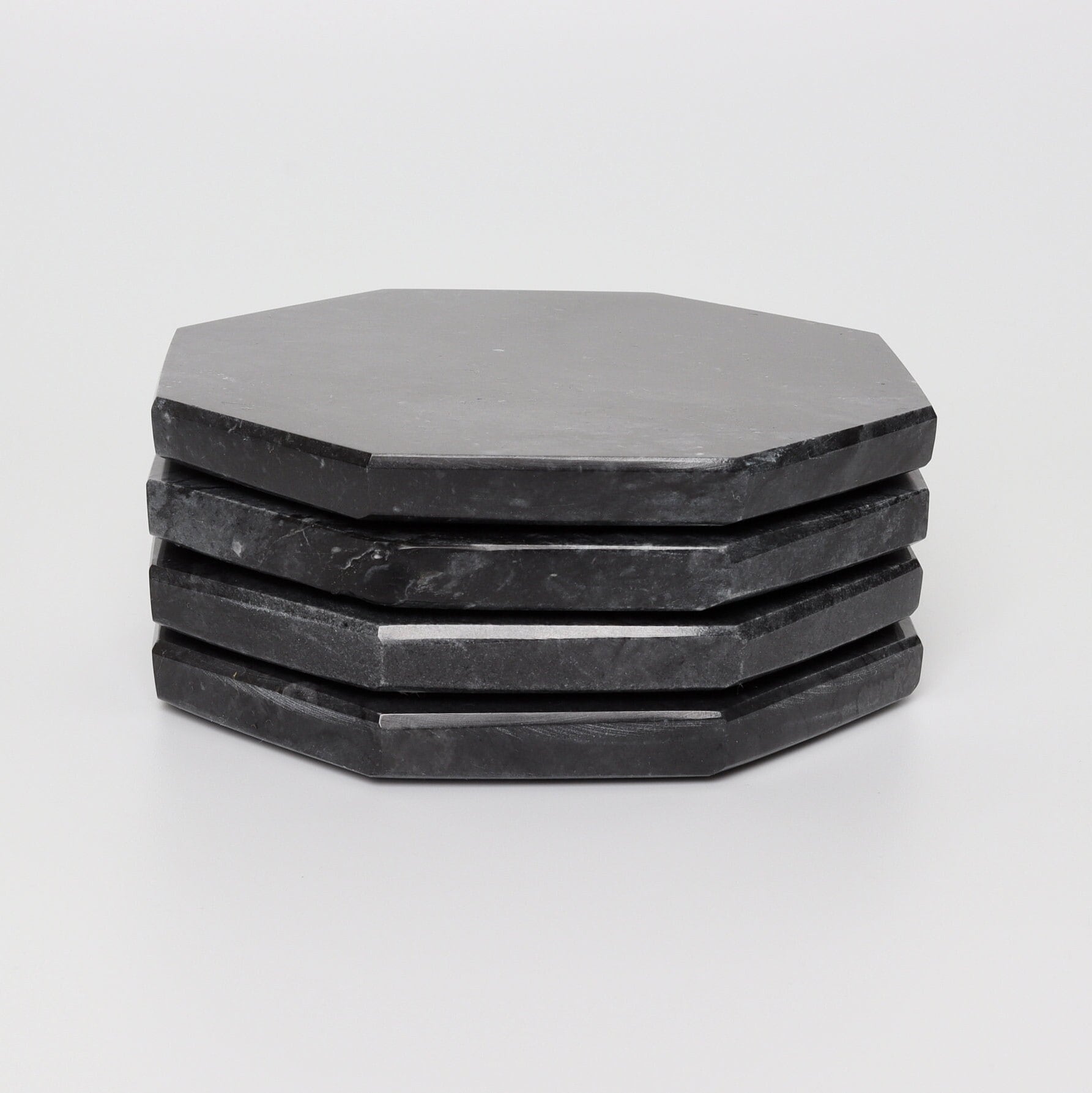 Angelo – Black Octagonal Large Natural Marble Coasters - set of 4 patinatwine