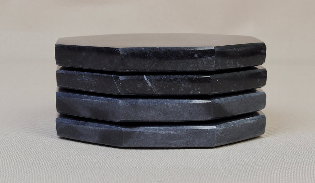 Angelo – Black Octagonal Large Natural Marble Coasters - set of 4 patinatwine