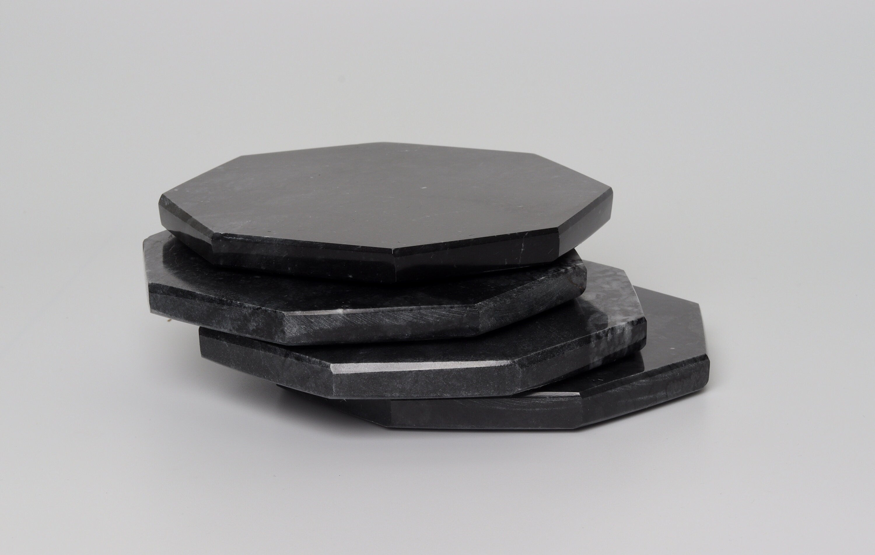 Angelo – Black Octagonal Large Natural Marble Coasters - set of 4 patinatwine