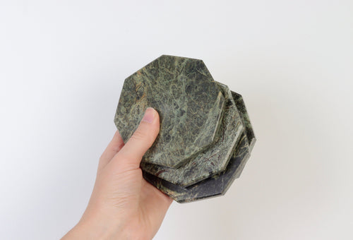 Angelo – Indian Green Octagonal Natural Marble Coasters - set of 4 patinatwine