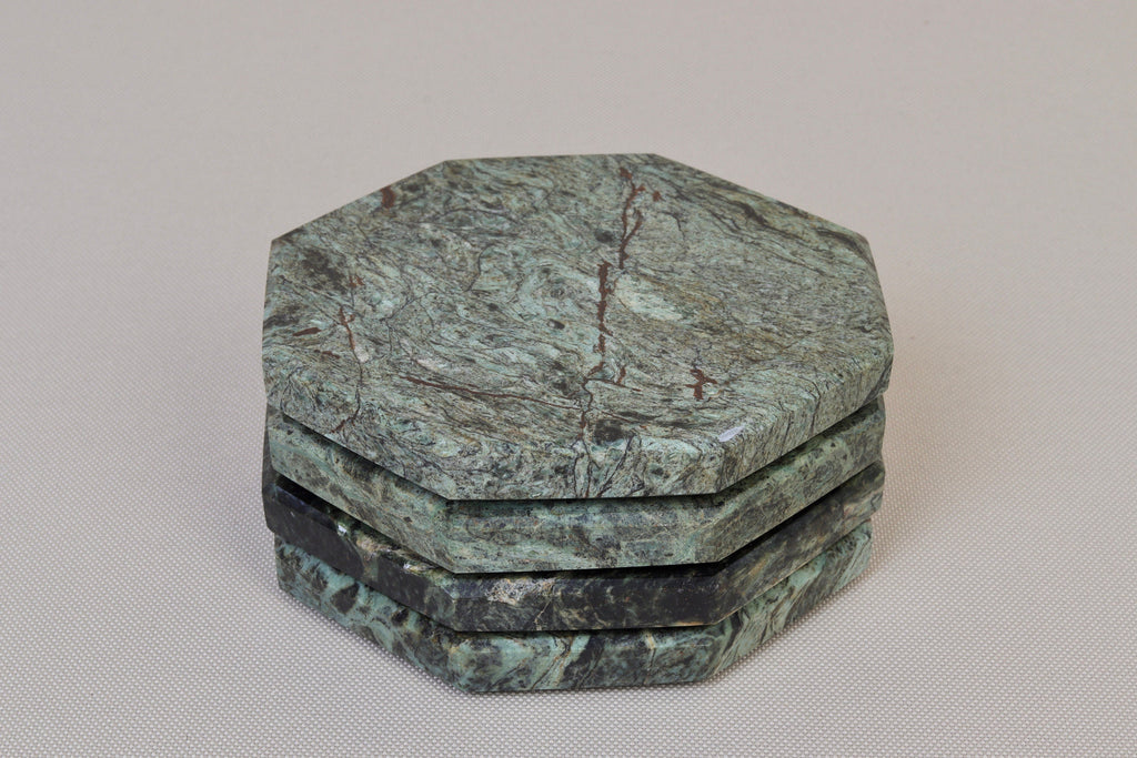 Angelo – Indian Green Octagonal Natural Marble Coasters - set of 4 patinatwine