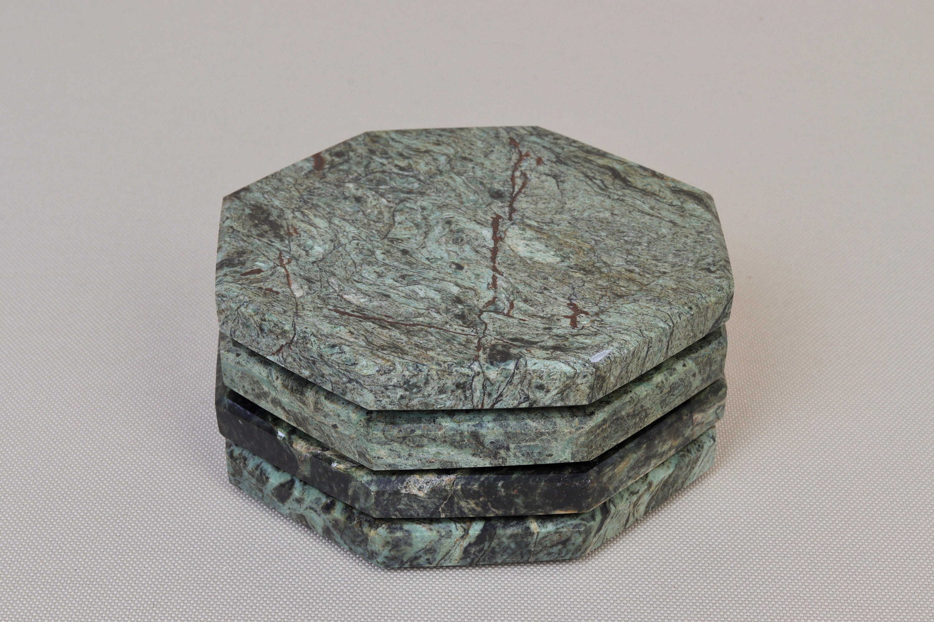 Angelo – Indian Green Octagonal Natural Marble Coasters - set of 4 patinatwine