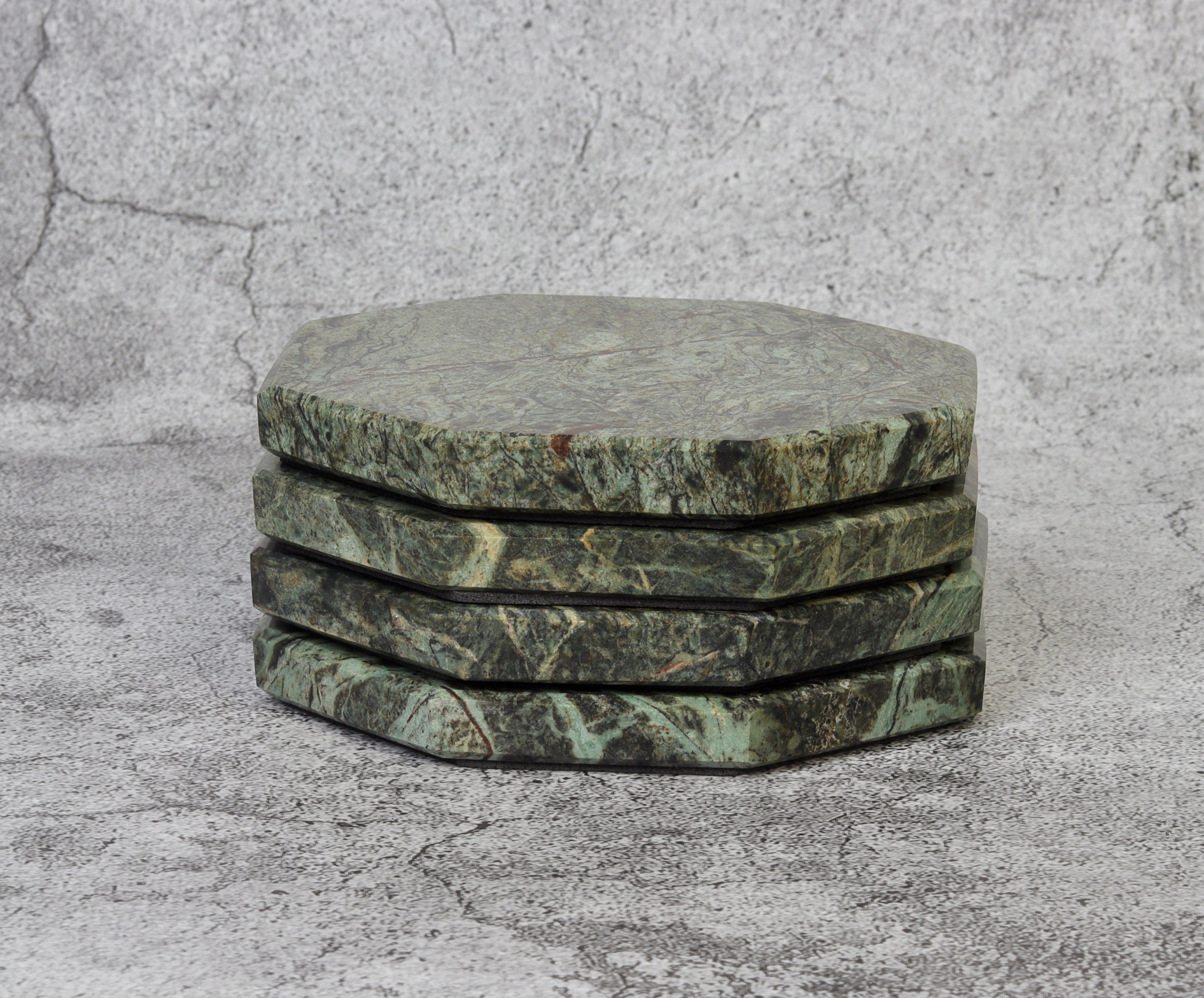 Angelo – Indian Green Octagonal Natural Marble Coasters - set of 4 patinatwine