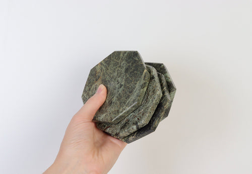 Angelo – Indian Green Octagonal Natural Marble Coasters - set of 4 patinatwine