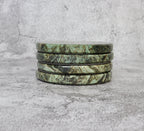 Gabriella – Chunky Indian Green Round Natural Marble Coasters - set of 4 patinatwine