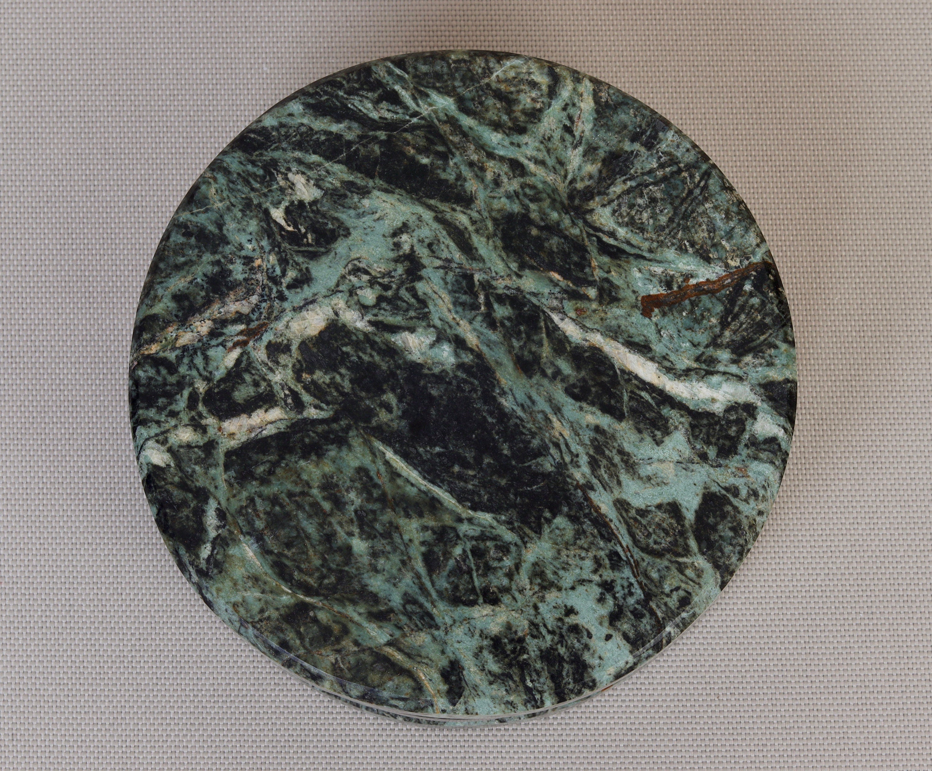 Gabriella – Chunky Indian Green Round Natural Marble Coasters - set of 4 patinatwine
