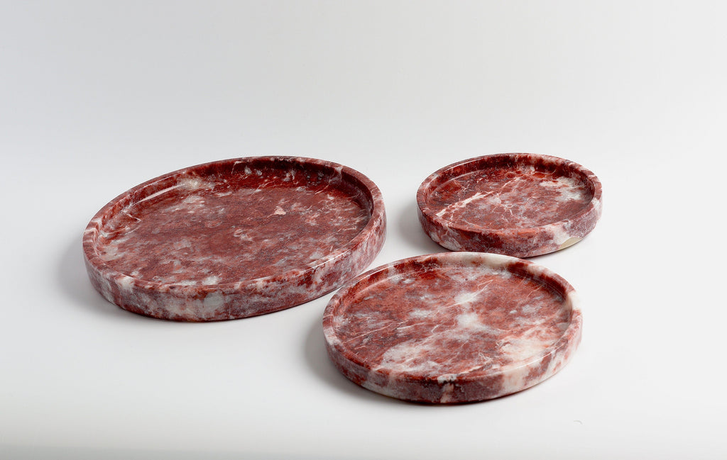 Gabriella – Pink Round Natural Marble Tray patinatwine