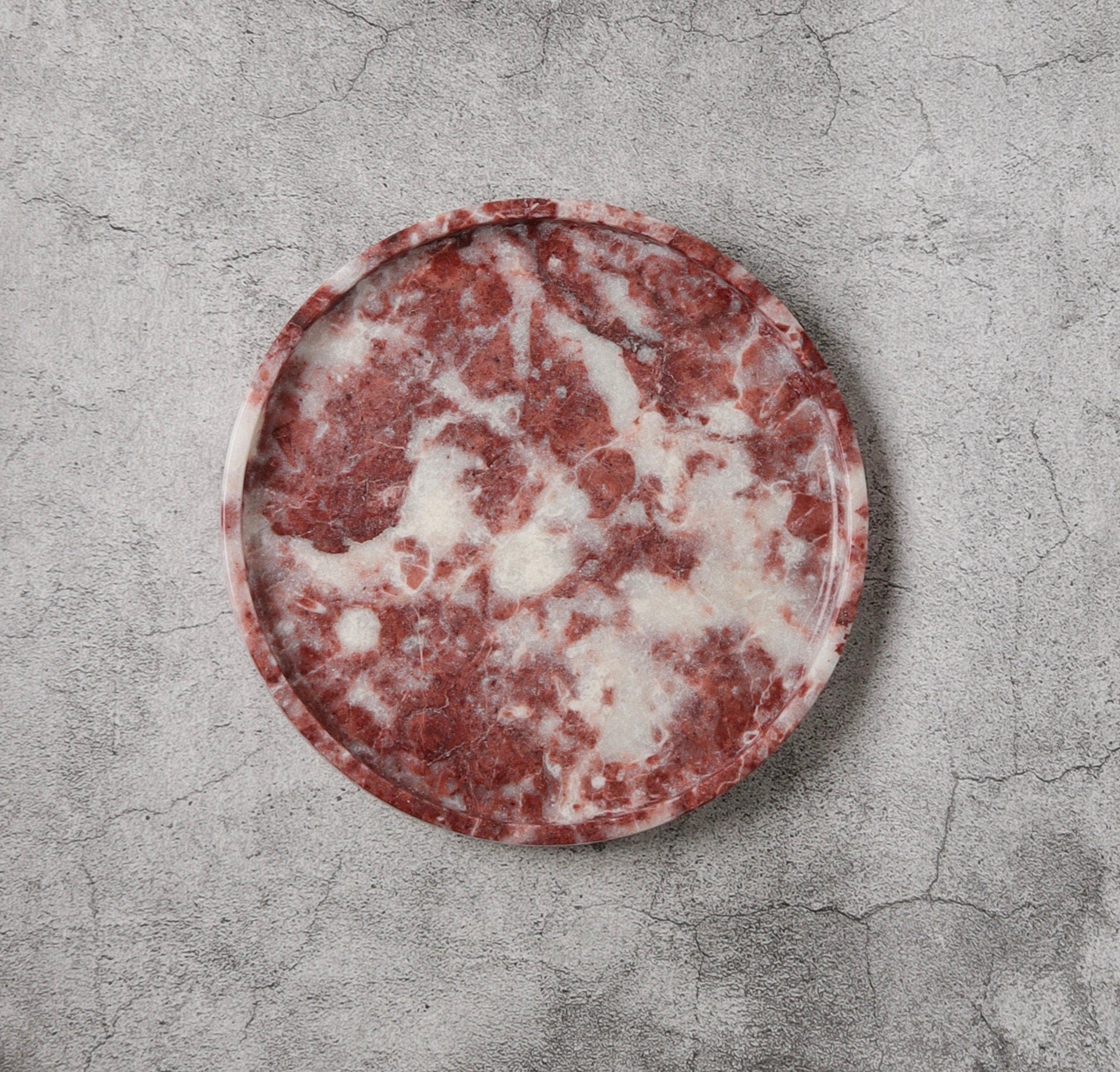 Gabriella – Pink Round Natural Marble Tray patinatwine