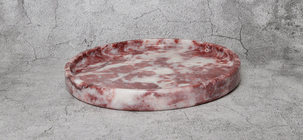 Gabriella – Pink Round Natural Marble Tray patinatwine
