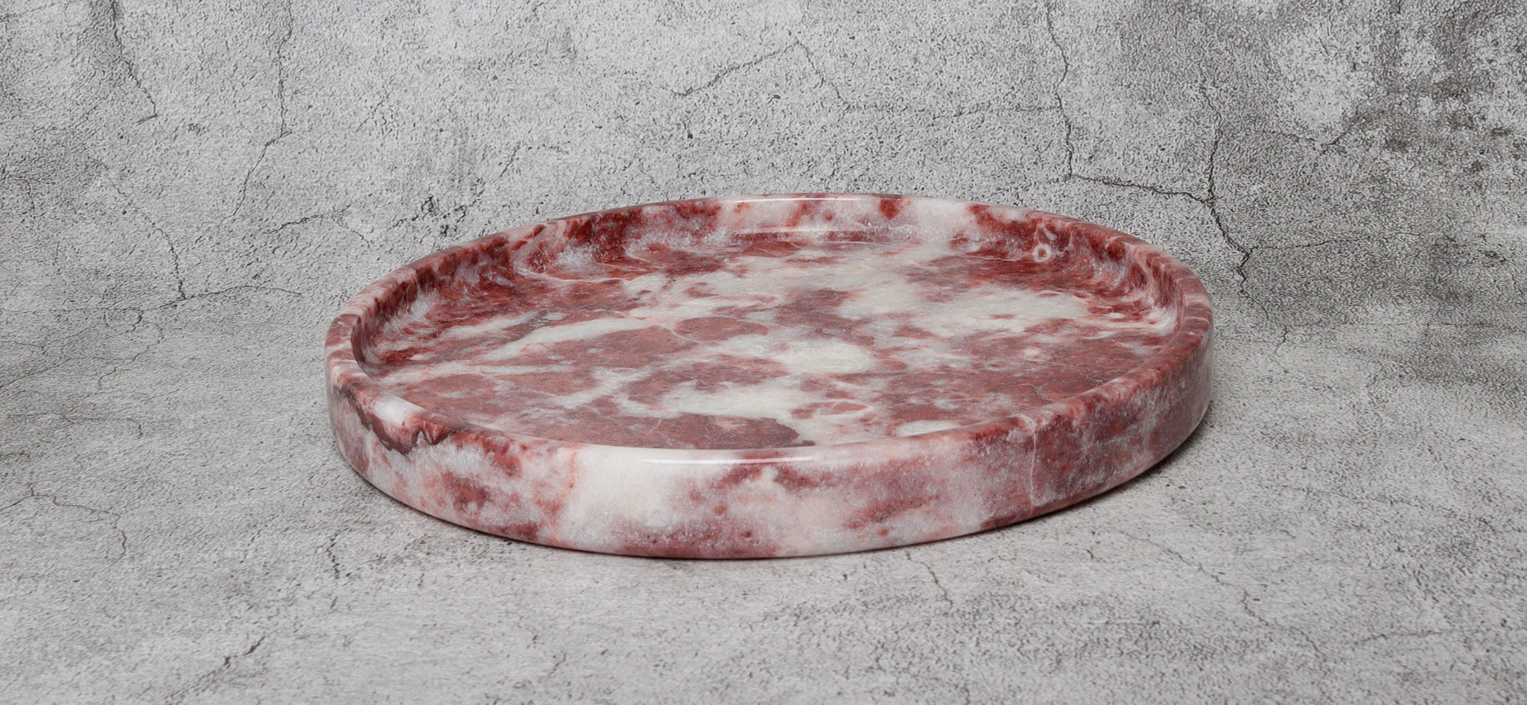 Gabriella – Pink Round Natural Marble Tray patinatwine