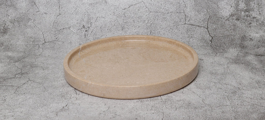 Gabriella – Round Travertine Tray patinatwine