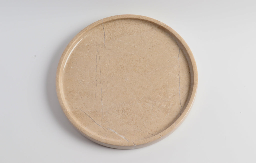 Gabriella – Round Travertine Tray patinatwine