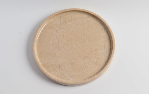 Gabriella – Round Travertine Tray patinatwine