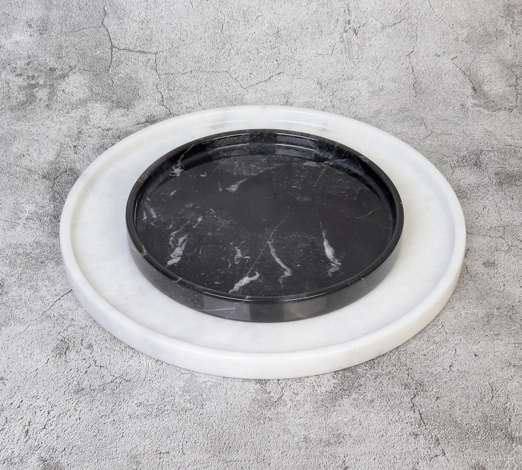 Gabriella – White Round Natural Marble Tray patinatwine