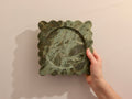 Serafina – Indian Green Square Scallop Marble Tray  | W20cm H 2cm