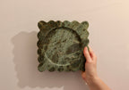 Serafina – Indian Green Square Scallop Marble Tray  | W20cm H 2cm
