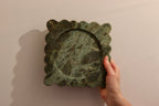 Serafina – Indian Green Square Scallop Marble Tray  | W20cm H 2cm