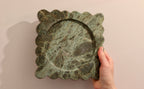 Serafina – Indian Green Square Scallop Marble Tray  | W20cm H 2cm