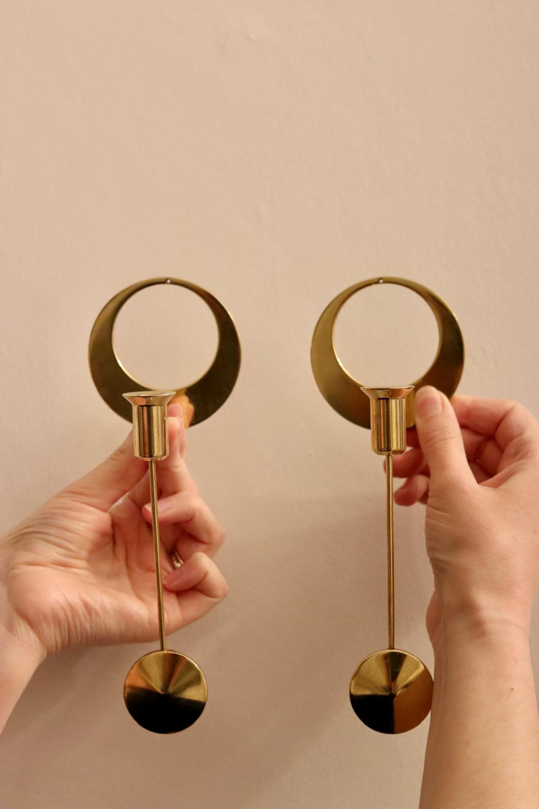Pair of Vintage Swedish Brass sconces By Arthur Pe, Kolbäck