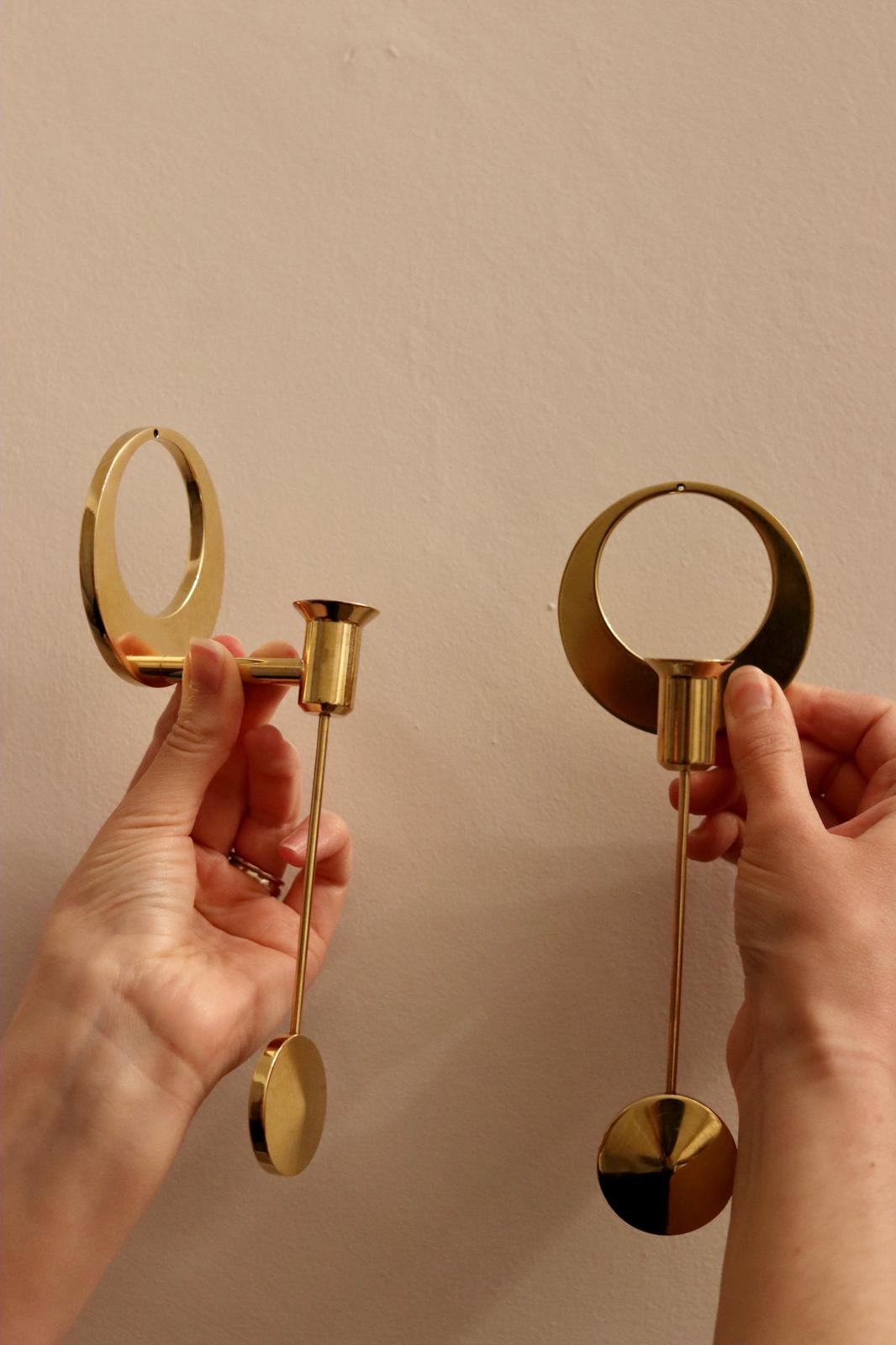 Pair of Vintage Swedish Brass sconces By Arthur Pe, Kolbäck