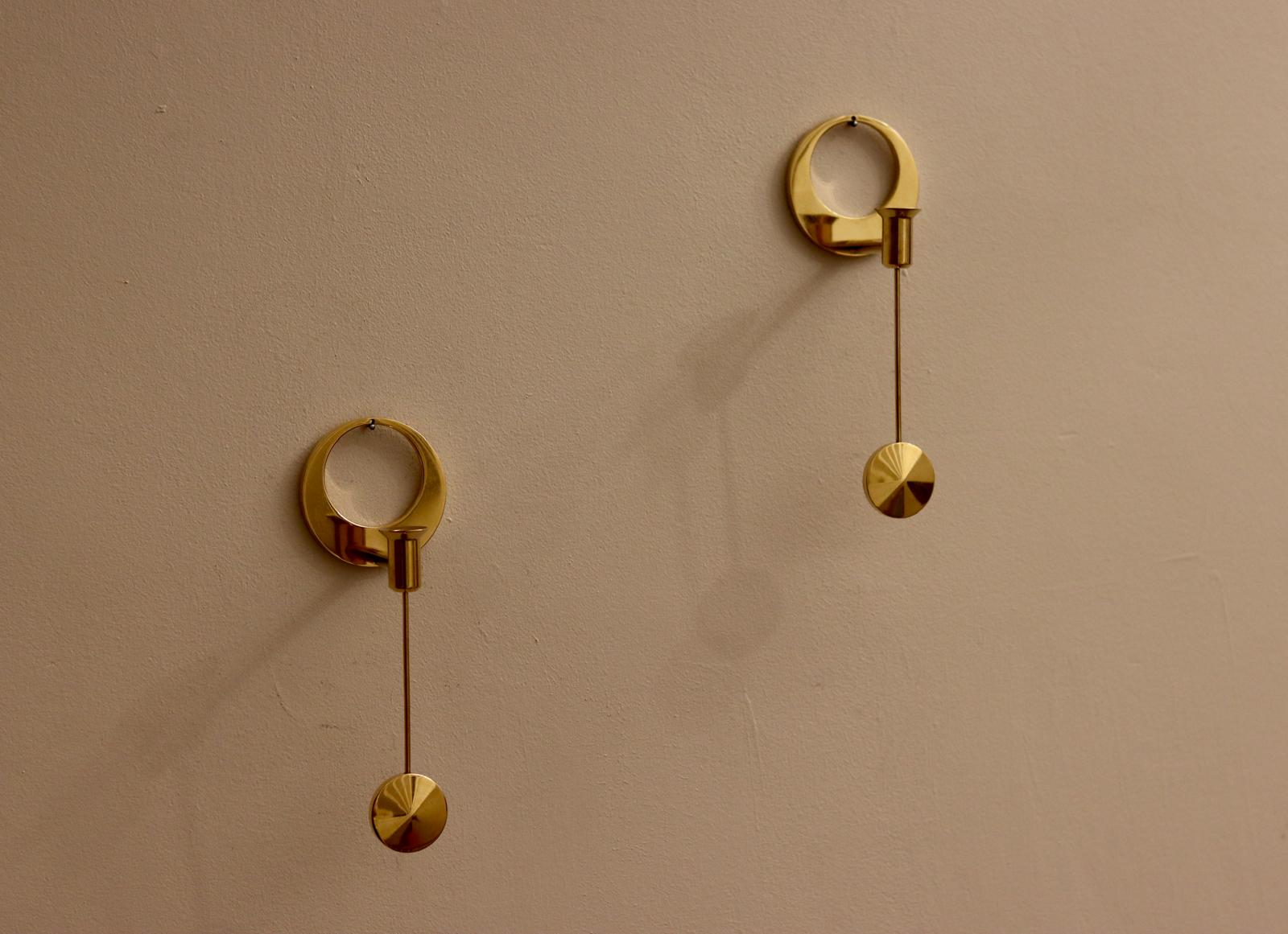 Pair of Vintage Swedish Brass sconces By Arthur Pe, Kolbäck