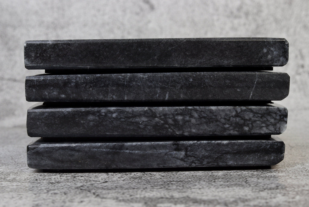 Madeji – Black Square Natural Marble Coasters - set of 4 patinatwine