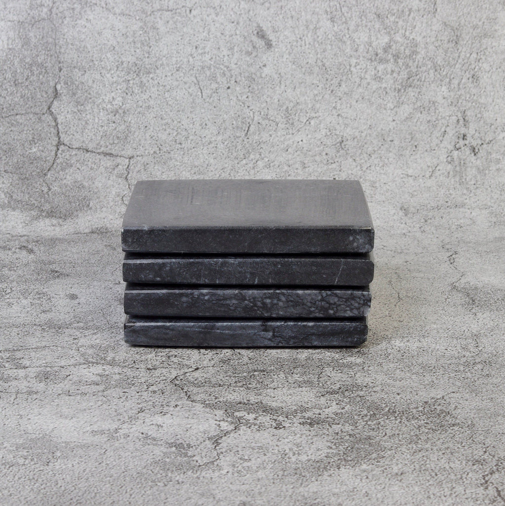 Madeji – Black Square Natural Marble Coasters - set of 4 patinatwine