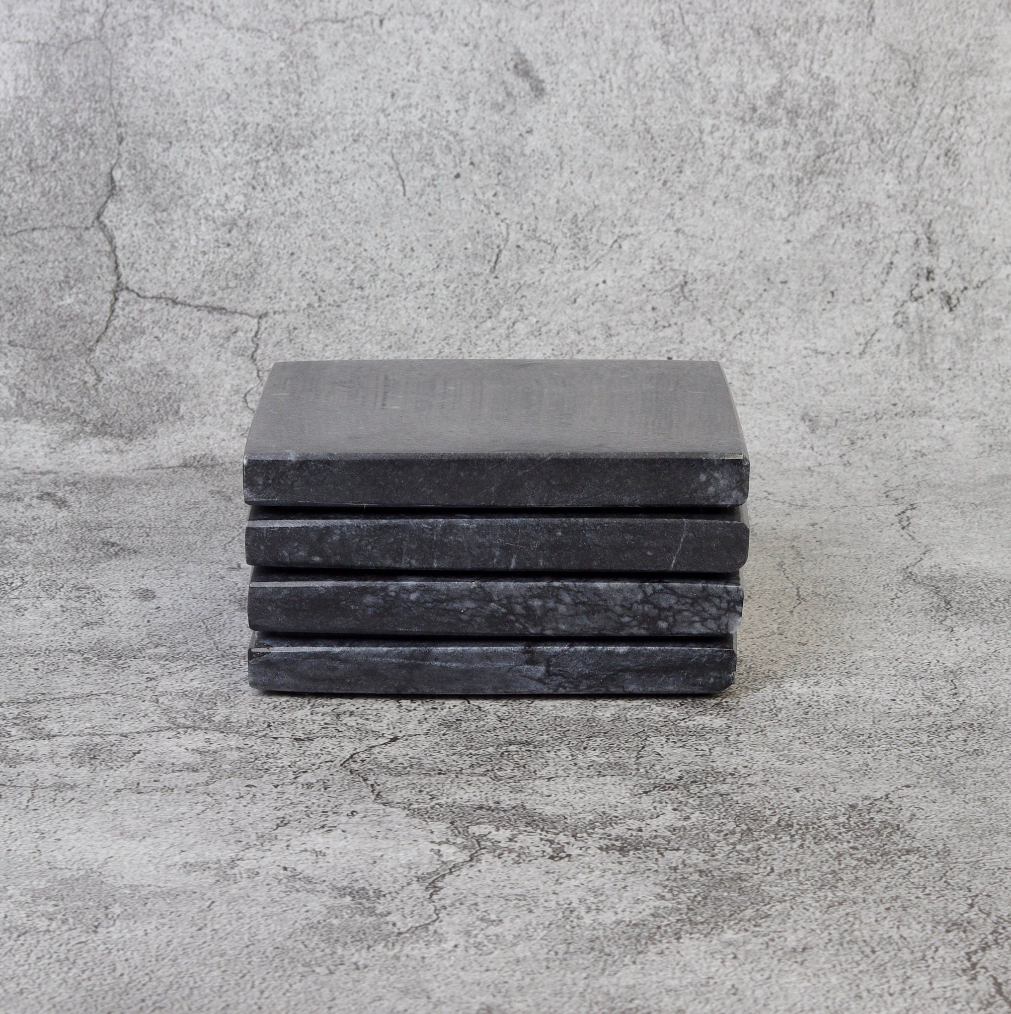 Madeji – Black Square Natural Marble Coasters - set of 4 patinatwine