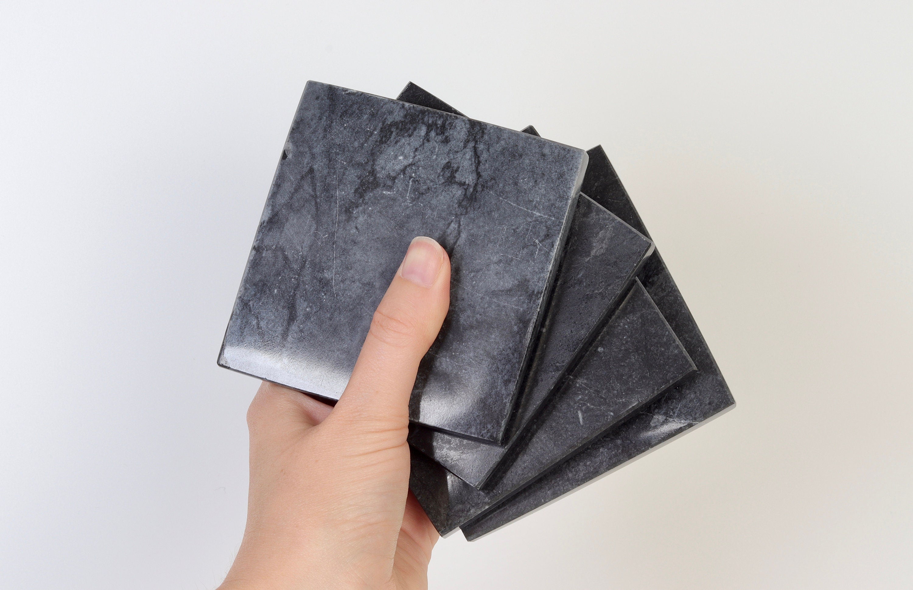 Madeji – Black Square Natural Marble Coasters - set of 4 patinatwine