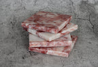 Madeji – Pink Square Natural Marble Coasters- set of 4 patinatwine