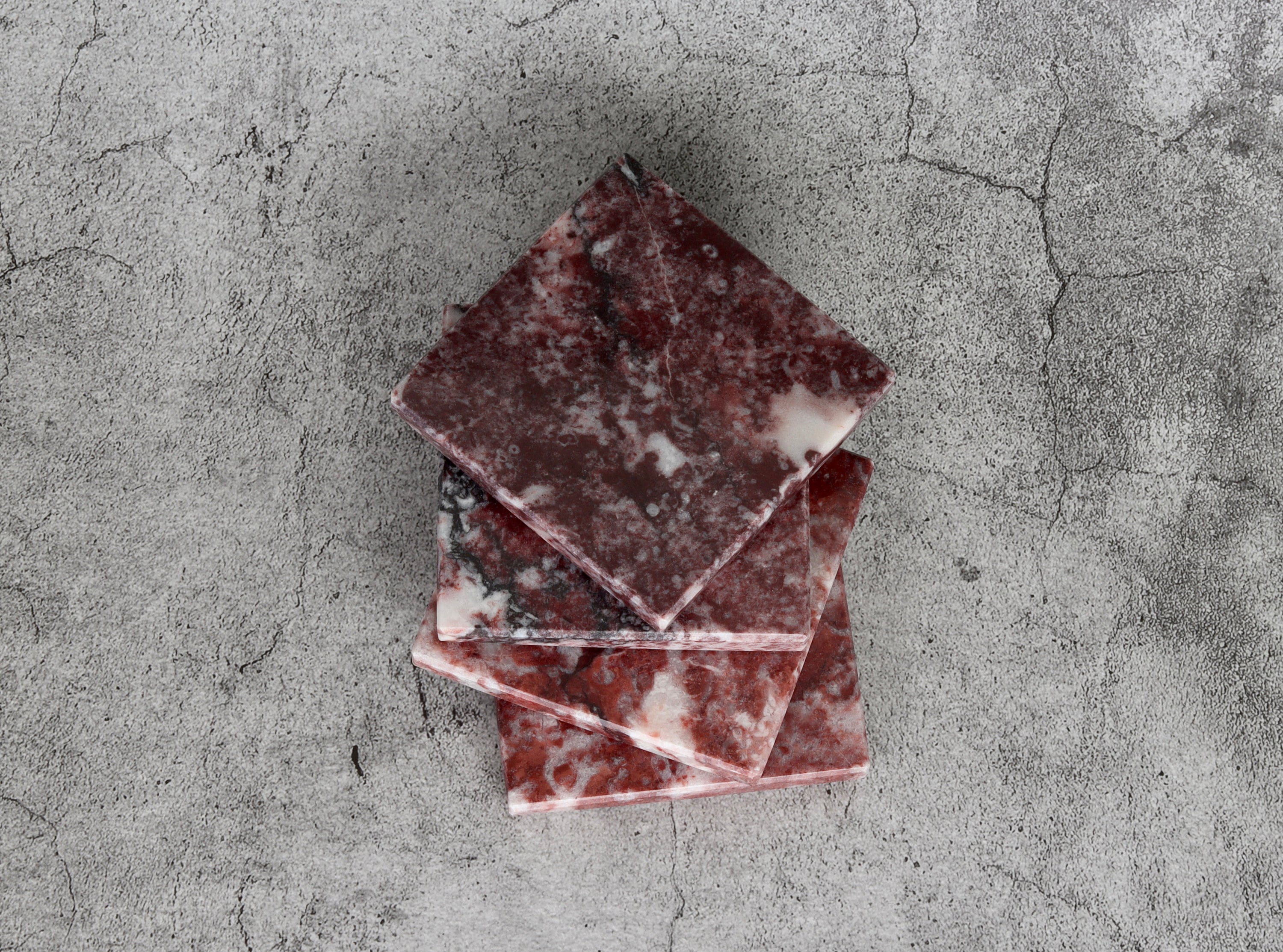 Madeji – Pink Square Natural Marble Coasters- set of 4 patinatwine