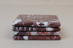 Madeji – Red Square Natural Marble Coasters - set of 4 patinatwine