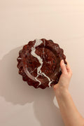 Serafina – Red Round Scallop Marble Tray  | W20cm H 2cm