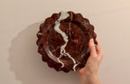 Serafina – Red Round Scallop Marble Tray  | W20cm H 2cm
