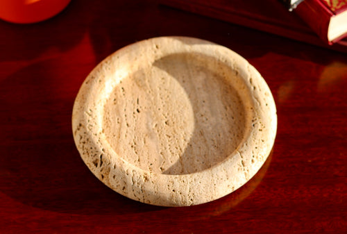 Cecilia – Travertine Round Tray  | W20cm H 2cm