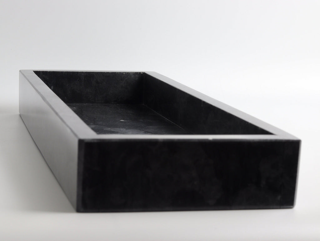 Salvatore – Black Rectangular Natural Marble Tray | L 30cm W 15cm H 5cm | 2.5kg approx. patinatwine
