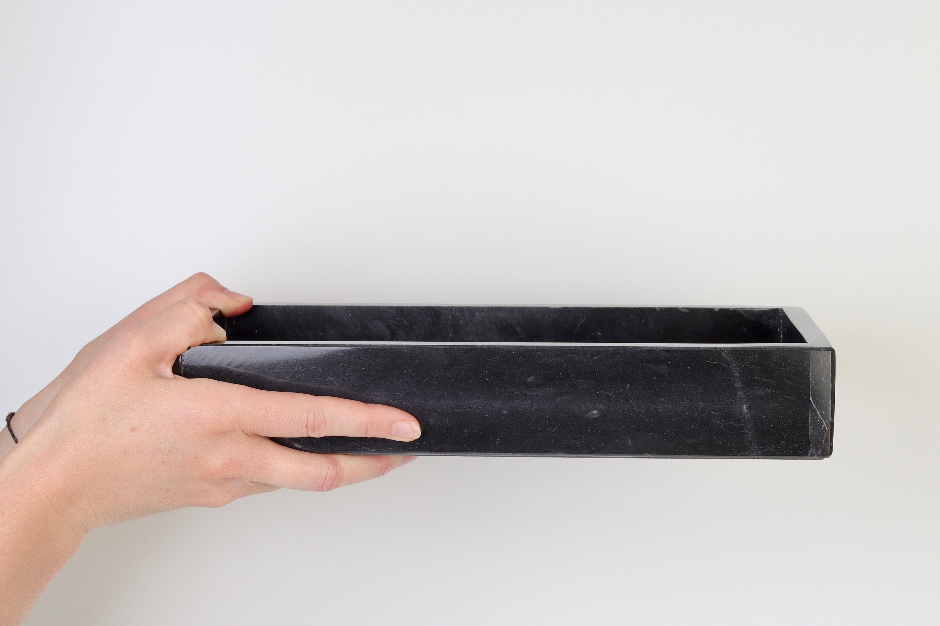 Salvatore – Black Rectangular Natural Marble Tray | L 30cm W 15cm H 5cm | 2.5kg approx. patinatwine