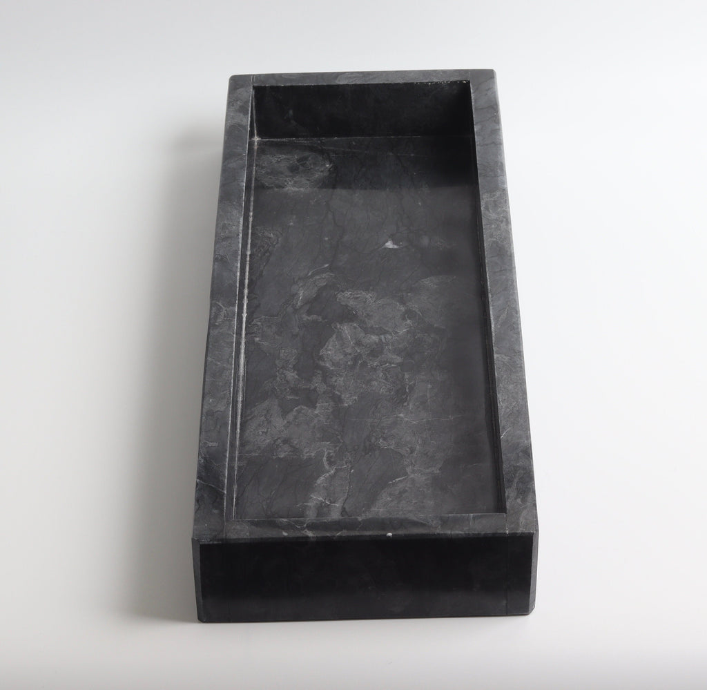Salvatore – Black Rectangular Natural Marble Tray | L 30cm W 15cm H 5cm | 2.5kg approx. patinatwine