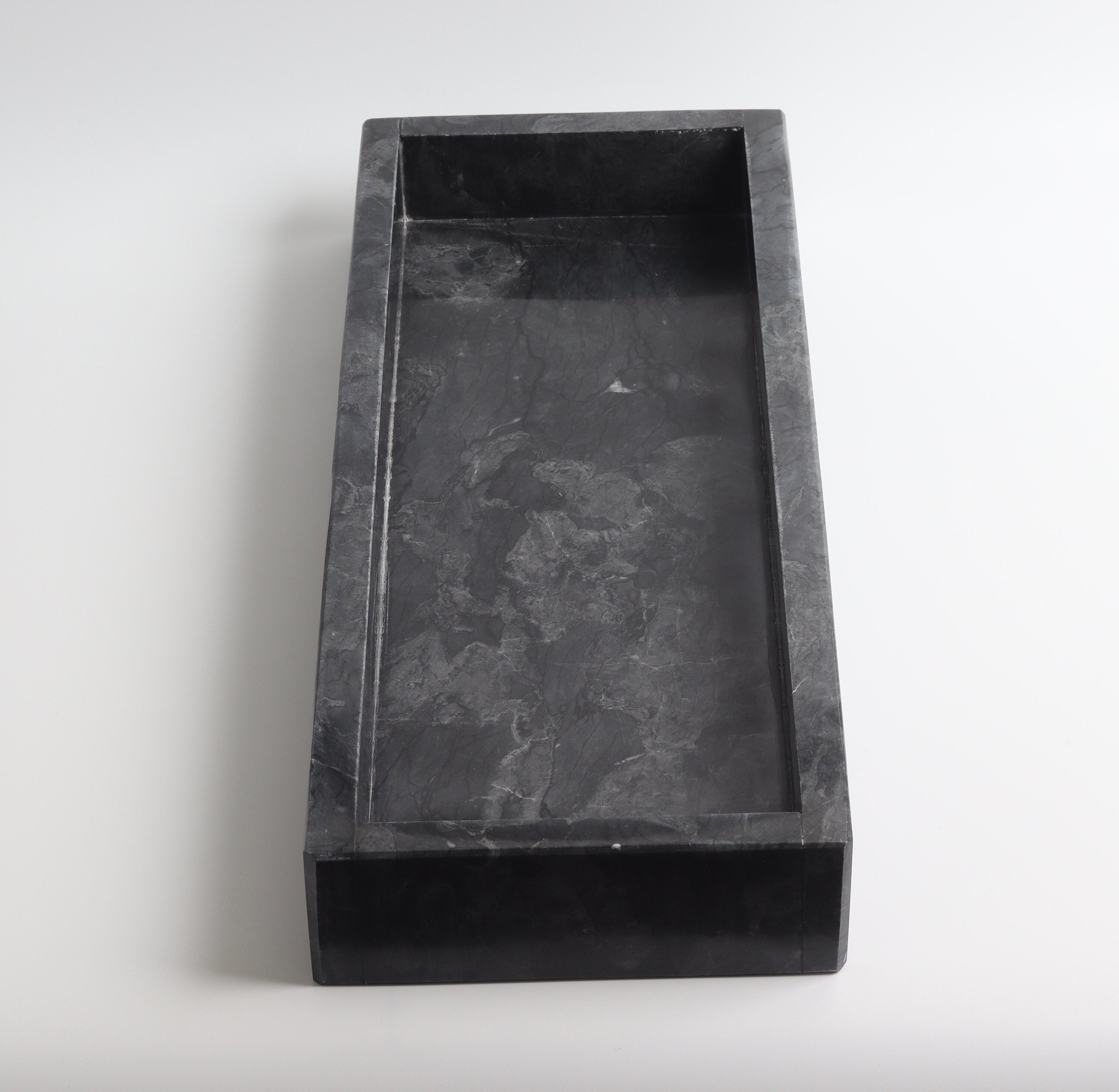 Salvatore – Black Rectangular Natural Marble Tray | L 30cm W 15cm H 5cm | 2.5kg approx. patinatwine