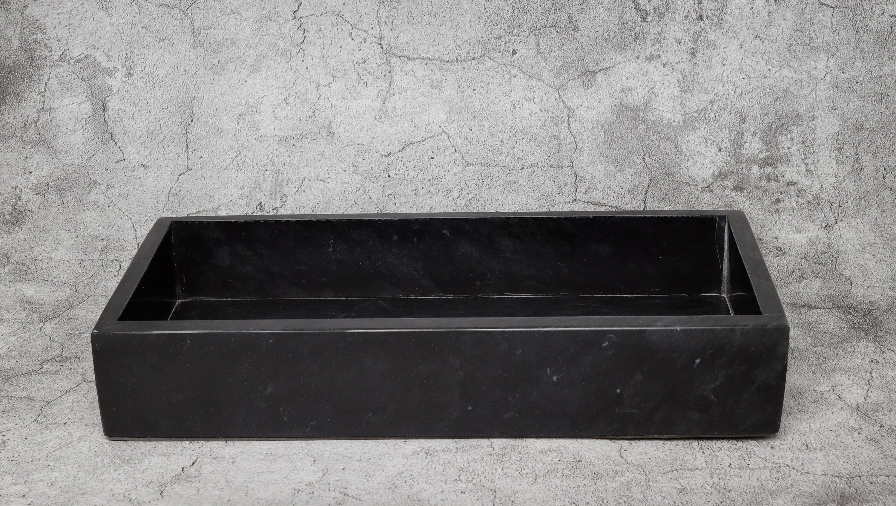 Salvatore – Black Rectangular Natural Marble Tray | L 30cm W 15cm H 5cm | 2.5kg approx. patinatwine