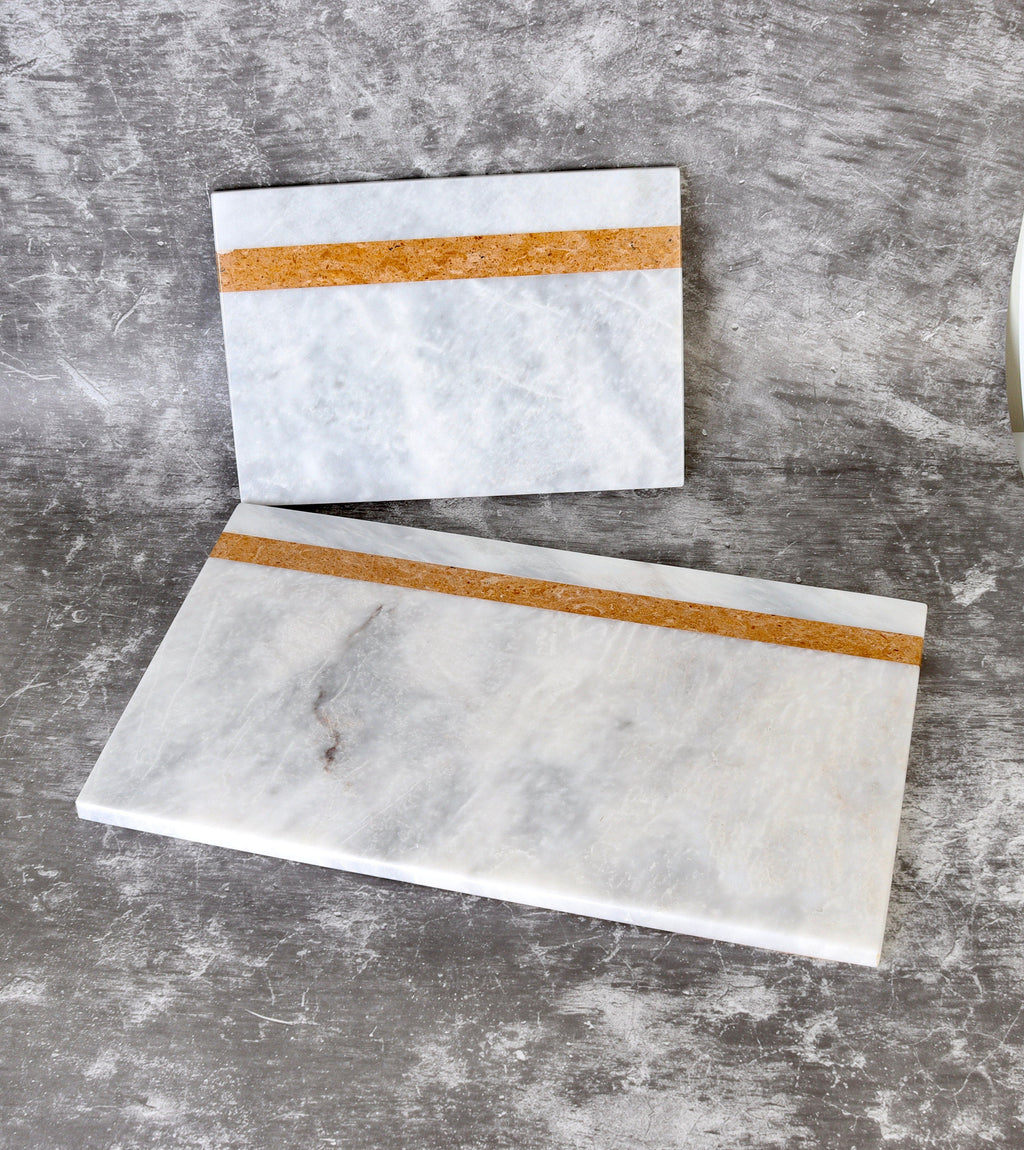 Salvatore – White Rectangular Natural Marble Serving Tray patinatwine