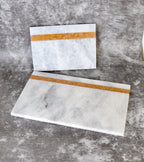 Salvatore – White Rectangular Natural Marble Serving Tray patinatwine