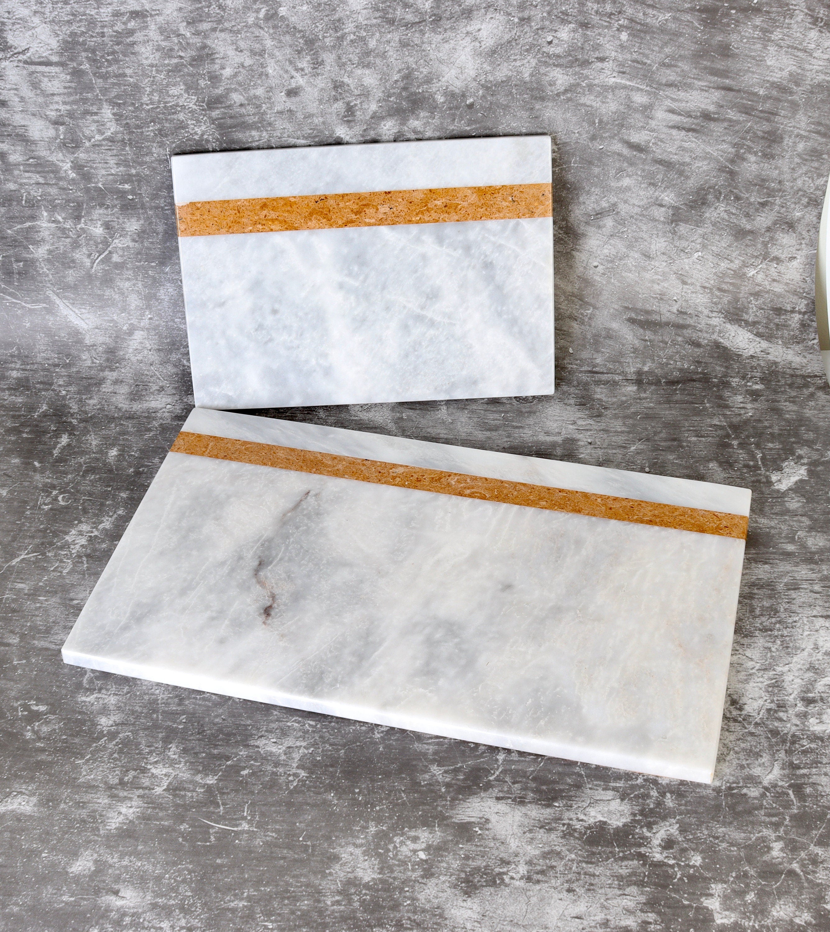Salvatore – White Rectangular Natural Marble Serving Tray patinatwine