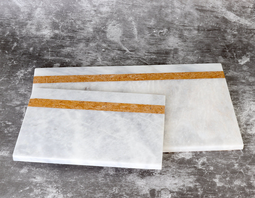 Salvatore – White Rectangular Natural Marble Serving Tray patinatwine