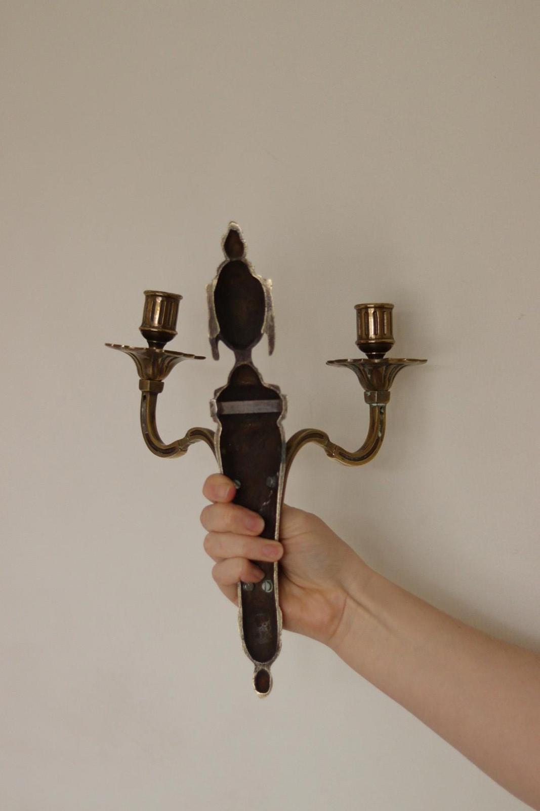 SINGLE Mid Century Gustavian Style  Brass Sconce