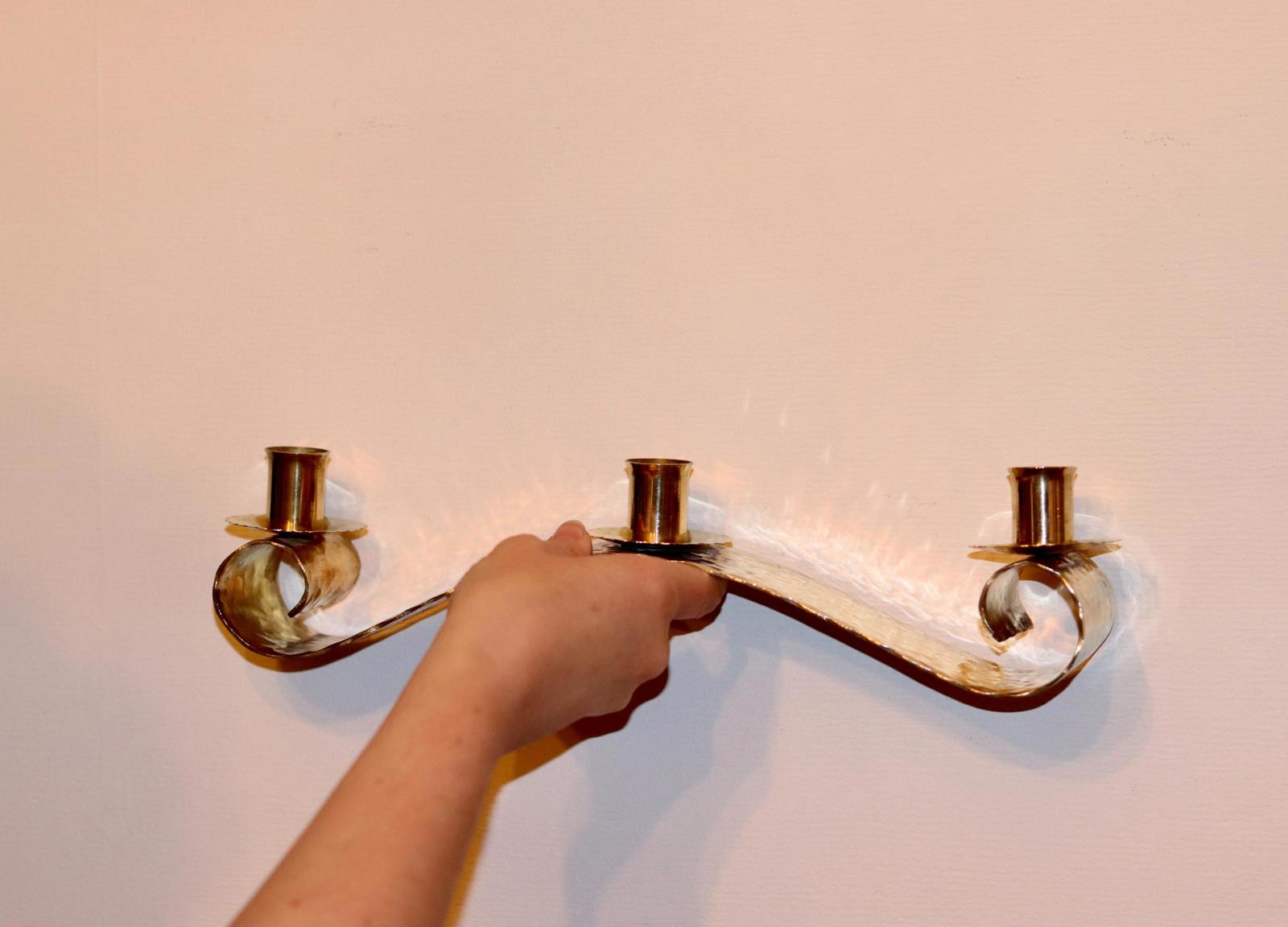 Mid-Century Brass Swedish Candelabra