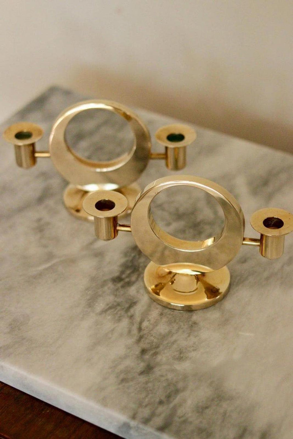Pair of Swedish Brass Candle Holders by Arthur Pe Kolbäck