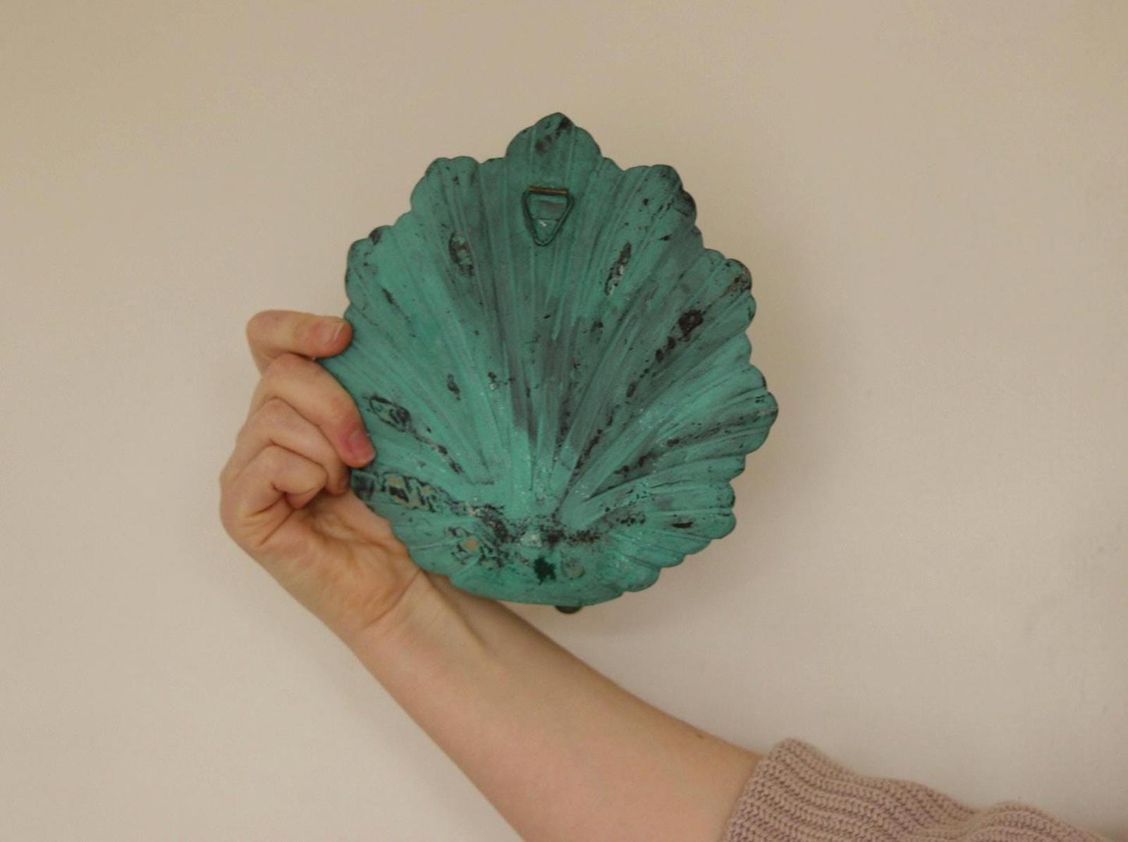 SINGLE Mid Century Swedish Brass Sconce in Verdigris Finish